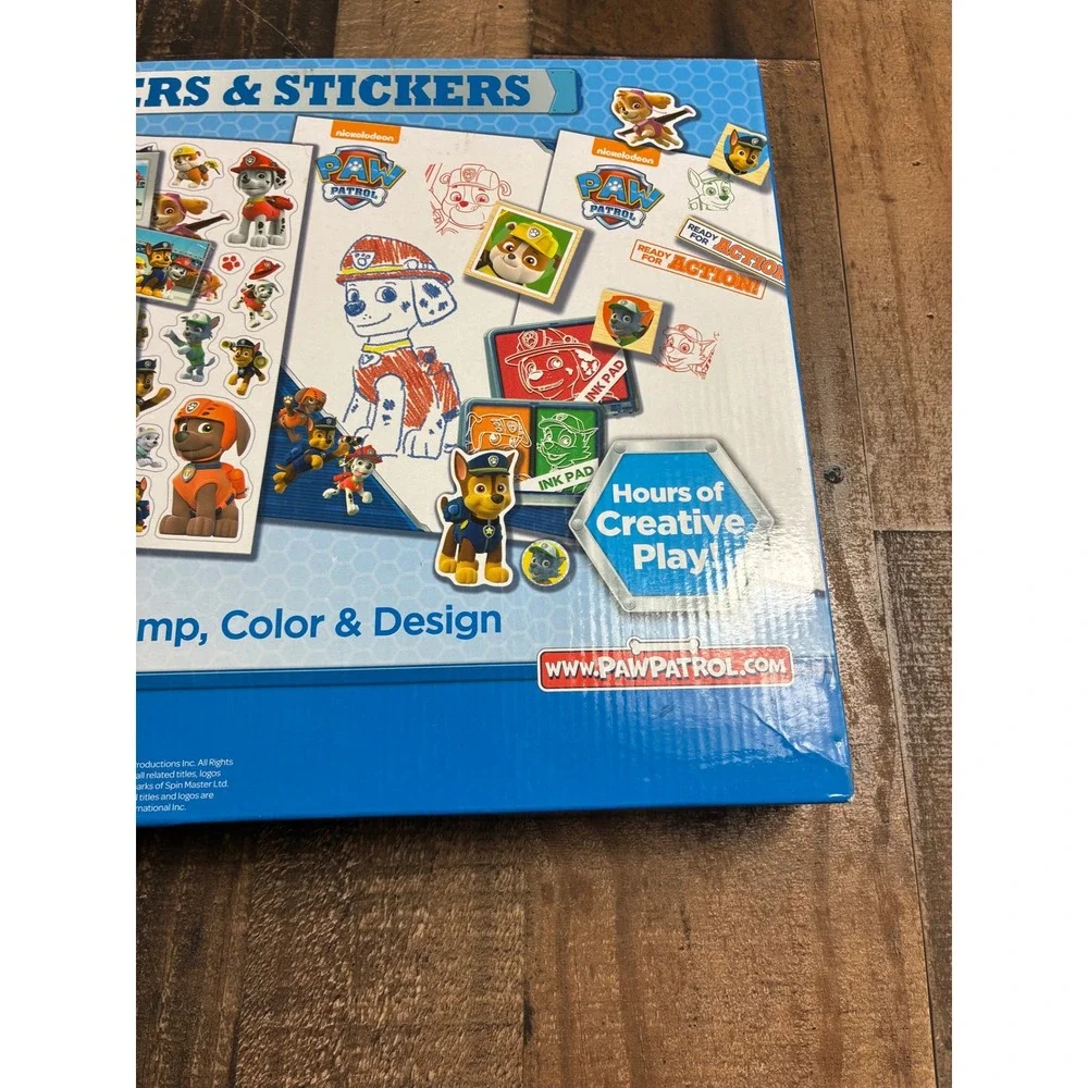 Paw Patrol All Paws On Deck Wooden Stamp and Sticker Activity Set Bendon NEW